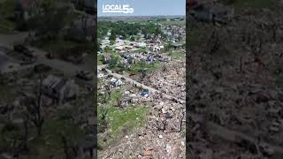 DRONE VIDEO Tornado damage in Greenfield Iowa shorts [upl. by Alcine]