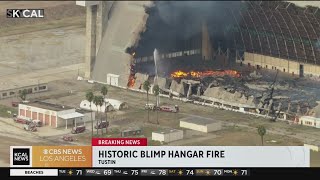 Historic WWII blimp hangar destroyed in fire [upl. by Rialcnis]