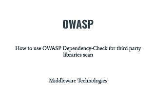 How to use OWASP DependencyCheck for third party libraries scan [upl. by Aicirtan]