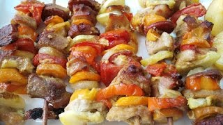 Bakina kuhinja  ražnjići sa mesom i povrćem Meat and vegetable Kebabs9 [upl. by Arlin]