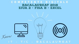 Bacalaureat 2018  Competente Digitale  Ziua 2  Fisa B  Excel [upl. by Hands384]