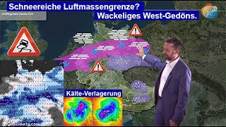 Achtung Eisglätte Schneereiche Luftmassengrenze amp WackelWest Wettervorhersage 1219012024 [upl. by Suirada955]