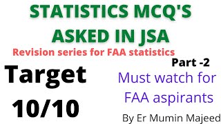 JSA MCQS  STATISTICS  JKSSB  FAA  REVISION SERIES  PART 2 [upl. by Annnora]