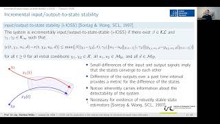 M Müller Incremental inputoutputtostate stability and optimizationbased state estimators [upl. by Aileme143]