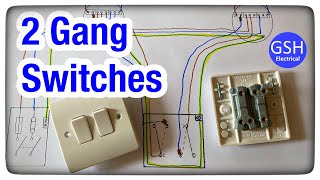 Wiring Diagram Using a 2 Gang Switch to Control 2 Independent Lights Using the 3 Plate Wiring Method [upl. by Dolly]