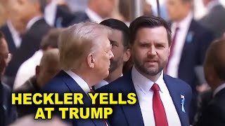 Trump Encounters Heckler Moment Caught on Camera [upl. by Essirehs352]