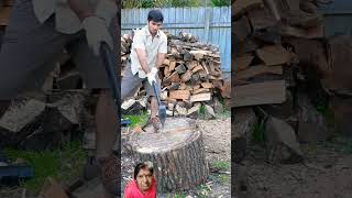 firewood axe bushcraft hardwood woodworking woodsplitter firewoodproduction wood splittingw [upl. by Nama954]