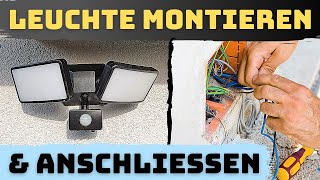 LED Strahler mit Bewegungsmelder anschließen  Außenleuchte 30 Watt montieren Teil 3 [upl. by Cleavland]