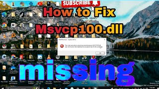 How to Fix Msvcp100dll was not found missing [upl. by Haddad]