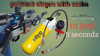 px100 x3 air rifle Air filling with scuba tank How to fill air in PCP with scuba [upl. by Mosley]