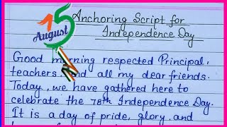 Anchoring Script for Independence Dayanchoring script 2024english anchoring script15th august [upl. by Jaime]