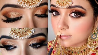 BaratNikah Bridal Makeup Tutorial Step By Step Glittery Eye Makeup [upl. by Gerge684]