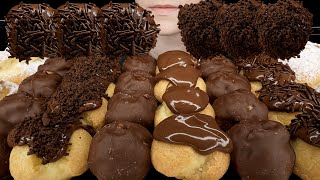 ASMR MUKBANG  Nutella Chocolate Cream Puffs Dessert Chocolate Crunchies amp Chocolate Sprinkles 먹방 [upl. by Burkhard]