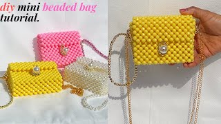 SIMPLE AND EASY WAY TO MAKE A DIY MINI BEADED BAG EASY TUTORIAL HOW TO MAKE MINI BEAD BAG PURSE [upl. by Tsirc]