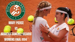 MARY PIERCE VS ARANTXA SANCHEZVICARIO  1994 WOMENS FRENCH OPEN FINAL [upl. by Jara]