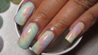 EasterSpring Pastel Rainbow Water Marble Nail Art Tutorial Nail Art April 1 [upl. by Hoj174]