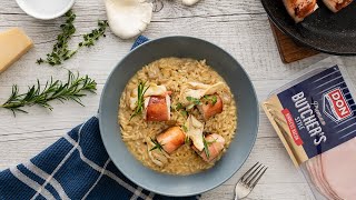 DON Dish of the Day  Risotto with bacon wrapped chicken and oyster mushrooms  Daniele Vischetti [upl. by Eiser]