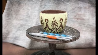 Sgraffito Carving an Underglazed Pinch Cup A Ceramics I Exercise [upl. by Mouldon333]