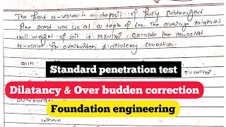 Numerical  Overburden amp dilatancy correction  Standard penetration test  foundation engineering [upl. by Dierolf]