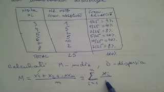 Statistica  Media  Dispersia  Frecventa relativa [upl. by Aldarcy69]