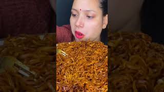 ASMR EATING SPICY 🔥 BLACK BEAN NOODLES EGGbigbites youtubeshorts mukbang [upl. by Irakab]