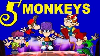 FIVE LITTLE MONKEYS  With lyrics  nursery rhymes [upl. by Anivahs571]