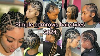 Simple cornrows hairstyles 2024  All back cornrow braids styles  Braids Hairstyle [upl. by Ahsekim]