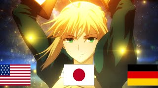 Saber FateZero Excalibur in Three Different Languages Japan English and German [upl. by Ahsyen394]