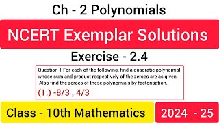 Question1 i Exercise 24  NCERT EXEMPLAR  Ch  2 Polynomials Class 10 Mathematics [upl. by Rahmann]