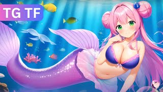 TG TF 🐬Swimming in the ocean 🧜🏻‍♀️ Boy to Mermaid  Transformation Animation  Gender Bender [upl. by Nallac]