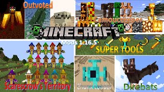 Minecraft 035 Mods OUTVOTED  CAMOUCREEPER  SUPER TOOLS  DIREBATS  CHUNKLOADER  SCARECROW TERRY [upl. by Onitnerolf]