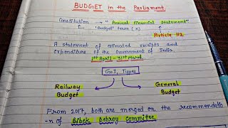 Budget in the Parliament  lec40  Handwritten notes  Indian Polity  An aspirant [upl. by Lombardi]