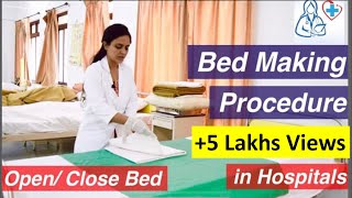 OpenClose Bed making procedure l Bedmaking Part 2 l Medical and Nursing l Rashmi Rajora from [upl. by Joh]