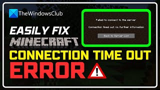 How to Fix CONNECTION TIMED OUT Error on Minecraft  Cant Connect to SERVER Fix FIXED [upl. by Mode827]