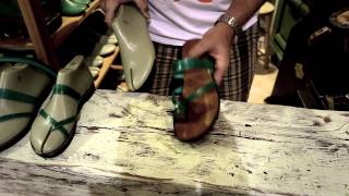 Leather sandals workshop NafplioGreek sandals [upl. by Eniamrehc]