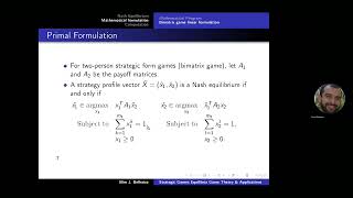 Lectures 67 amp 8 Bimatrix Games Nash Equilibrium [upl. by Methuselah]