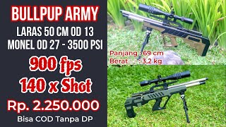 Test Kemampuan BULLPUP ARMY 50 CM MONEL OD 27  3500 psi Paling irit dikelasnya 140 x Shot ‼️🤩 [upl. by Walsh]