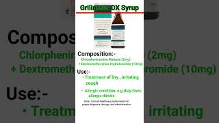 shotr 💊🌡️medicaleducation Grilinctus DX Syrup [upl. by Ahsemat146]