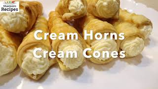 Puff Pastry Cones filled with Cream  Easy Homemade Cream Horns Recipe Cream Cone Recipe [upl. by Nageek]