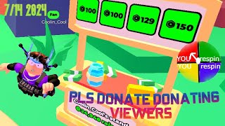 714 2024 playing pls donate 🔴LIVE🔴 ROBLOX FREE ROBUX [upl. by Nevear]