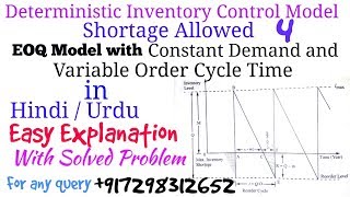 EOQ Model 2a With shortage Constant Demand Variable Order Cycle Time in HindiUrduInventory Model [upl. by Miof Mela]