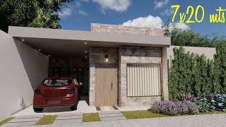 Casa de 7x20 metros con 3 dormitorios  Planos de casas [upl. by Aivital]