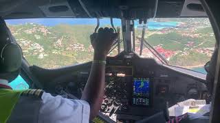 Winair Cockpit view Landing at St Barths AirPort SBHTFFJ [upl. by Demetra]