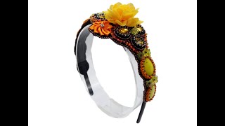 Haarreifen mit Blumen Haarschmuck gelb orange lange Haare frisieren [upl. by Fitzsimmons]