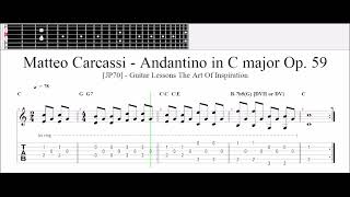 Matteo Carcassi  Andantino in C major Op 59 classical GUITAR TUTORIAL TAB or MUSIC SHEET [upl. by Tiphanie]