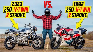 The Worlds Most Advanced 2 Stroke vs Retro 250cc VTwin [upl. by Gleda]