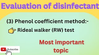 Phenol Coefficient method l Rideal walker RW test l Most important topic for exam point of view [upl. by Sams]