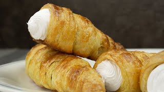 The Best Puff Pastry Cream Horns  How To Make The Perfect Puff Pastry Dessert [upl. by Nali]