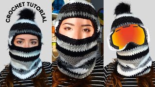 Crochet Ski Mask Balaclava  Crochet Stepbystep  Brunaticality Crochet [upl. by Altman]