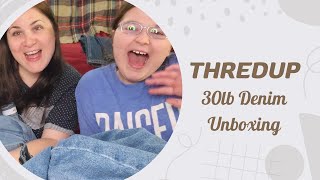 Thredup Denim 30lb Unboxing  Is anything good here [upl. by Festus]